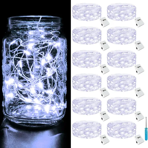 Vista 20 de btfarm - Paquete de 6 luces de hadas con pilas, luces parpadeantes con 3 modos