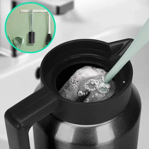 Vista 5 de ShineMe Jarra térmica de café, jarra de café de acero inoxidable de 40 onzas (1.2 L) para mantener líquidos calientes, tamaño de viaje, jarras