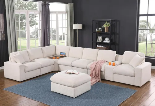 Vista 35 de Ball & Cast - Sofá modular en forma de L de 147 pulgadas para sala de estar con diván reversible y cojines de respaldo extraíbles, juego de sofá
