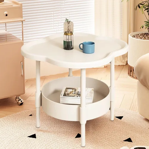 Vista 2 de Mesa auxiliar pequeña con almacenamiento Mesa auxiliar blanca Mesas