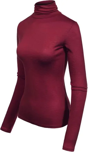 Vista 23 de MixMatchy Camisetas de manga larga delgadas y ligeras para mujer, cuello alto, capa base, camisetas activas