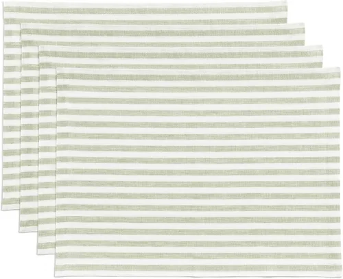 Vista 36 de Solino Home Amalfi - Manteles individuales a rayas, de 14 x 19 pulgadas, juego de 4 unidades, tela natural, lino europeo, 100 % lino puro, hechos a