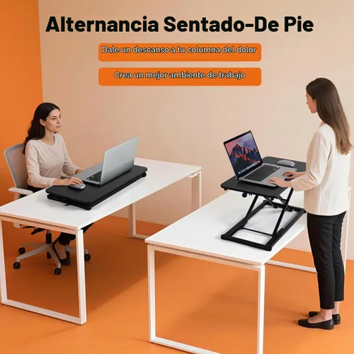 Vista 5 de Convertidor de escritorio de pie ajustable en altura, elevador de teclado para elevador de escritorio de pie, convertidor de altura de fácil