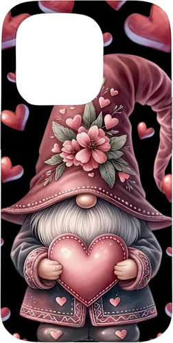 Vista 13 de iPhone 11 Pro Max - Funda con diseño de corazón para mujer, diseño retro de gnomo de amor para el día de San Valentín