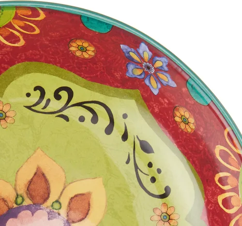 Vista 5 de Tunisian Sunset - Cuenco de cerámica para servir de 13.25 pulgadas, 128 onzas, cuenco multicolor para pasta con patrón floral bohemio, plato