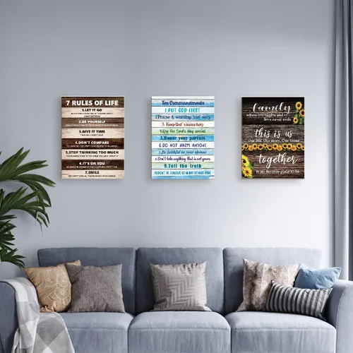 Vista 6 de LISTNGBO Arte de pared con los 10 mandamientos para niños, decoración de pared de diez mandamientos para niños, versículos de la Biblia, arte
