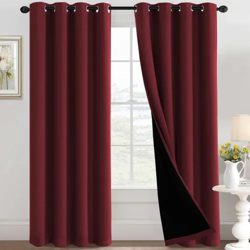 Vista 18 de H.VERSAILTEX Cortinas 100% de opacidad con aislamiento térmico, cortinas opacas completas para sala de estar, cortinas de ventana de eficiencia