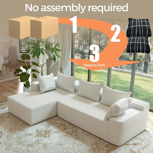 Vista 6 de Sofá seccional moderno de 108 pulgadas, sofás modulares convertibles en forma de L, sofás tapizados con asiento profundo, sofá de esponja apto