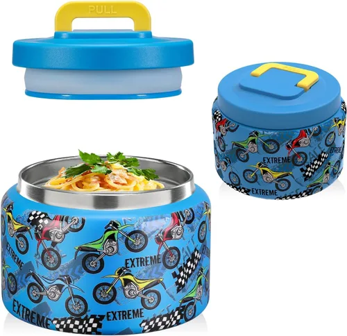 Vista 20 de JXXM Tarro térmico de 8 onzas para alimentos fríos y calientes para niños, recipientes aislados para el almuerzo, tarro de comida caliente, a prueba
