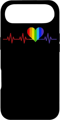 Vista 27 de Gay EKG Pulse Heartbeat Pride Flag y Queer LGBTQ Rainbow Case para iPhone 17