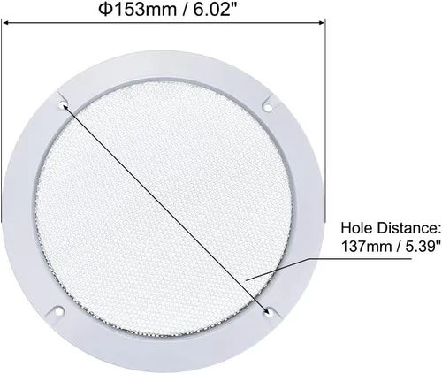 Vista 2 de uxcell 2 unids 5 "agujero de montaje diagonal distancia altavoz parrilla malla círculo decorativo Woofer protector cubierta blanca