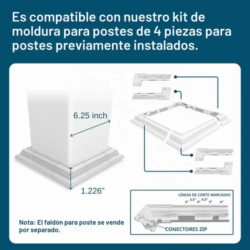 Vista 8 de Weatherables Envoltura de Poste de Vinilo de 6x6 – Envoltura de Poste de Porche de Vinilo Premium para Exteriores Resistente a la Intemperie