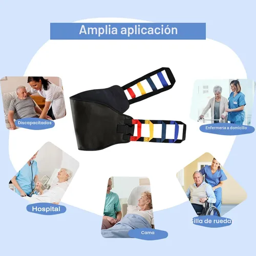 Vista 6 de Eslinga de transferencia, cinturón de transferencia para ancianos, cinturones de marcha para personas mayores Negro 1