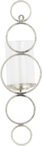 Vista 3 de CosmoLiving by Cosmopolitan Aplique de pared de metal con vela individual, 7 "x 7" x 25 ", plateado
