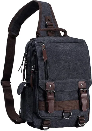 Vista 20 de Mygreen bolsa cruzada de lona, mochila de viaje Verde militar