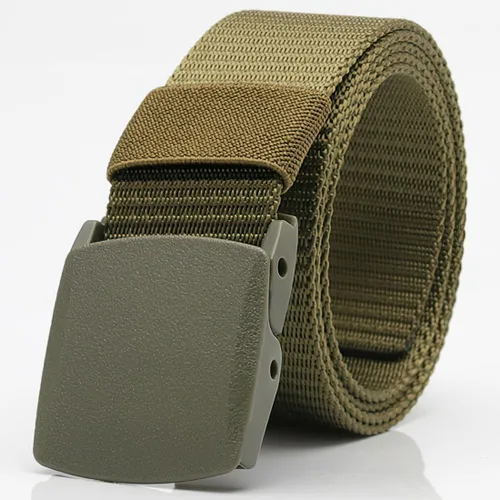 Vista 10 de Cinturón táctico militar respirable de nylon de los hombres de la lona con la hebilla plás Beige