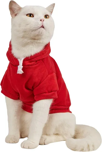 Vista 16 de QWINEE Sudadera básica con capucha para perro, suéter cálido para gatos, ropa para mascotas para Chihuahua, cachorro, gatito, perros pequeños