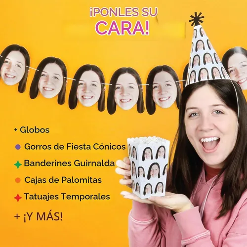 Vista 5 de Foto y texto personalizado Vintage Cumpleaños - Sombreros de cono - Juego