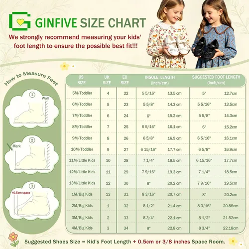 Vista 4 de GINFIVE Sandalias planas para niñas pequeñas, zapatos de vestir con punta Gf361-marrón