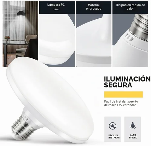 Vista 7 de OSALADI E27 ahorro de energía LED lámpara plana de alta potencia LED bombilla 220V E27 24W UFO LED luz para la iluminación casera
