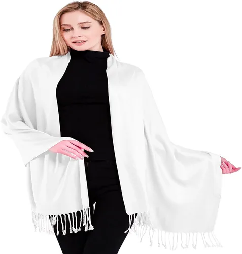 Vista 25 de CJ Apparel Solid Color Tassels Design Nepalese Shawl Seconds Scarf Wrap Stole Throw Head Wrap Pashmina Hand Made in Nepal Amarillo ámbar