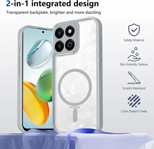 Vista 410 de Funda magnética transparente compatible con Xiaomi 17T, color negro 2 en 1 PC + TPU cubierta de teléfono a prueba de golpes, carcasa protectora