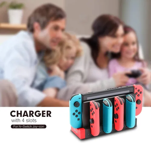 Vista 6 de Cargador para Switch Joy Cons, base de carga para Nintendo Switch Joy Cons