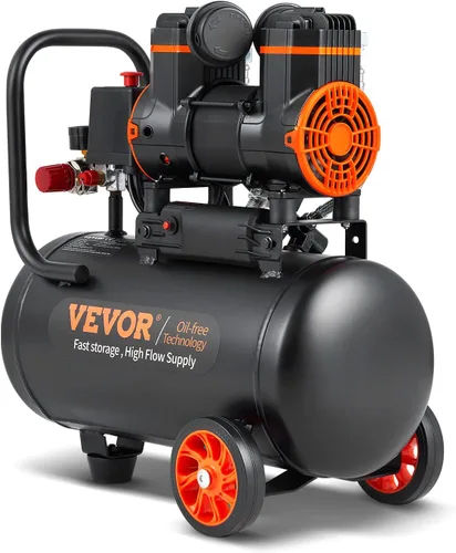 Vista 11 de VEVOR Compresor de aire, tanque de acero de 1 galón, compresor de aire libre de aceite de 1 HP 1.5 CFM a 90 PSI y presión máxima de 120 PSI