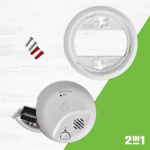 Vista 3 de First Alert Alarma combinada de humo y monóxido de carbono, detector a pilas con botón de prueba y silencio, SMICO100, paquete de 1