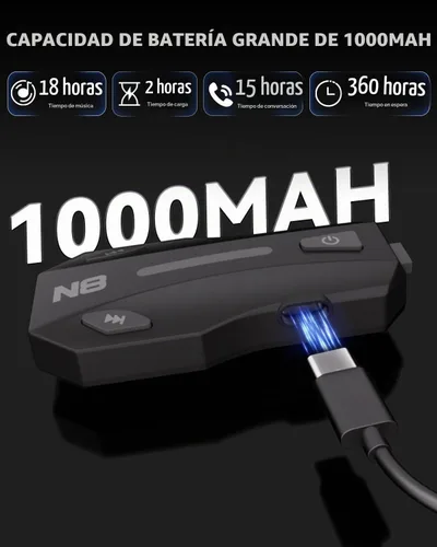 Vista 7 de N8 8 Riders - Casco de motocicleta Bluetooth con altavoces de 1.772 pulgadas, paquete de 2 Communication Headset for ATV/Snowmobile/Ski/Bike