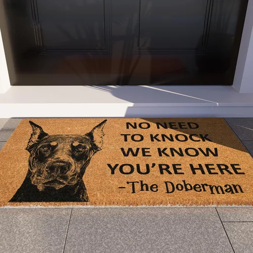 Vista 4 de Felpudo Doberman - Felpudo divertido con la bienvenida de los Dobermans enojados