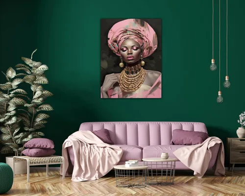 Vista 151 de Arte de pared afroamericano, decoración de rey y reina bailarín negro para sala de estar, arte de pareja de amor negro para dormitorio, lienzo