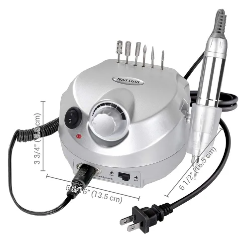 Vista 2 de BYOOTIQUE 30000RPM Pro - Taladro de uñas eléctrico para manicura y pedicura con amortiguador de pedal, 6 brocas de diamante, salón de belleza