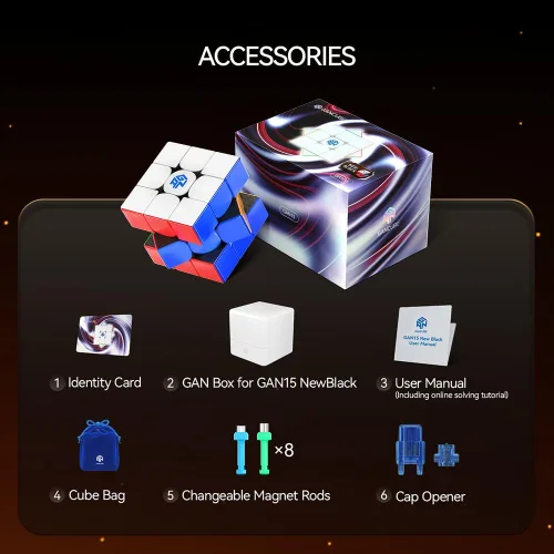 Vista 5 de GAN GAN Cube - Cubo de velocidad magnético ligero de 3 x 3 con recubrimiento UV, 15 unidades, rompecabezas para niños y adultos, combina idealmente