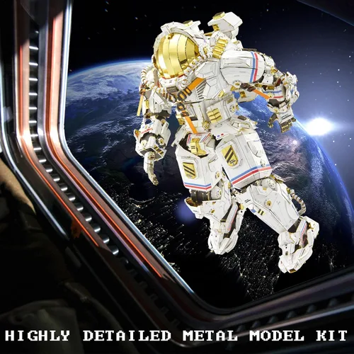 Vista 8 de Piececool Rompecabezas de metal 3D para adultos, kit de modelo de traje espacial de astronautas, traje espacial de alta calidad, kits
