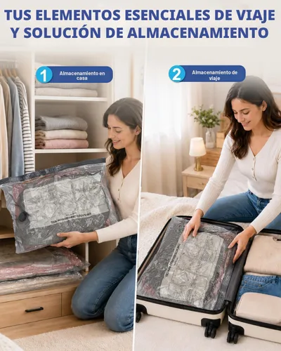 Vista 3 de Fantictas Bolsas de almacenamiento al vacío para viajes, paquete de 18