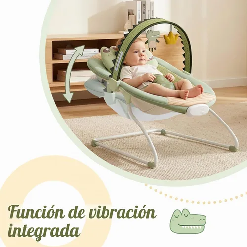 Vista 4 de Bouncer portátil para bebés con movimiento y música para bebés Verde