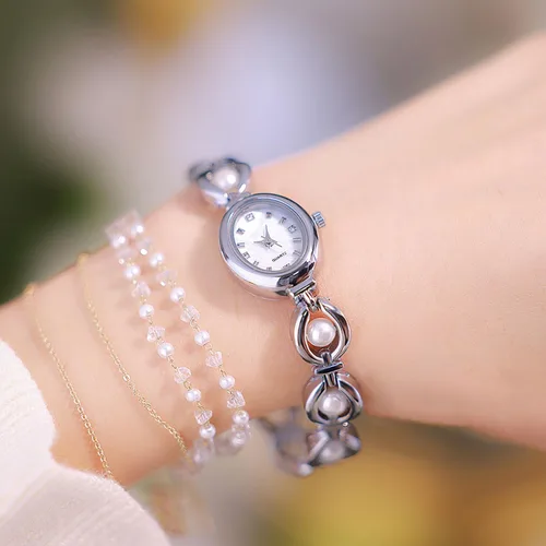 Vista 6 de ADSBIAOYE Elegante reloj de vestir de mujer perla reloj de moda oval dial regalo reloj impermeable para mujer