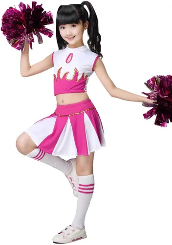 Vista 6 de LOLANTA Disfraz de animadora para niñas, conjunto de falda plisada con pompón