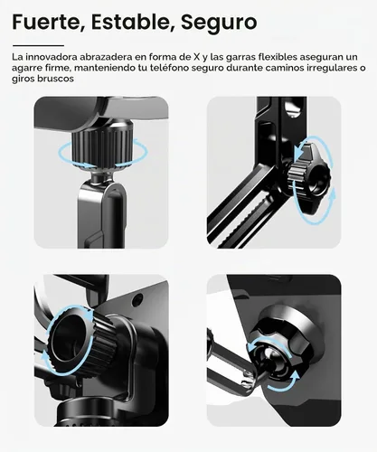 Vista 4 de Soporte para teléfono con espejo retrovisor – Soporte de teléfono de coche con brazo de metal sólido, ajuste universal para iPhone y Android, clip