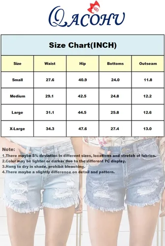 Vista 6 de QACOHU Pantalones cortos de mezclilla casuales de verano para mujer, cintura media, elásticos, rasgados, pantalones cortos casuales