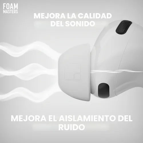 Vista 7 de Almohadillas de espuma viscoelástica prémium para AirPods Pro 1° y 2° generación, 3 pares, versión Black Magic 6.0, cómodas, seguras, mejor Blanco
