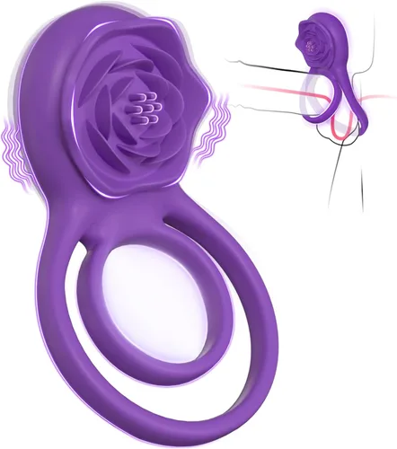 Vista 13 de Anillo vibrador para el pene con estimulador de clítoris rosa, vibrador de anillo para el pene para parejas, juguetes sexuales para hombres