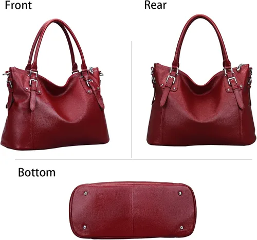 Vista 3 de Heshe - Bolso de mano para mujer, de piel con asa superior, bolso cruzado.