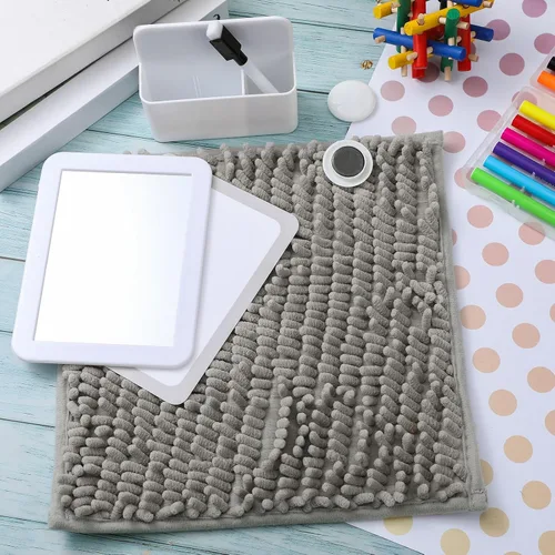 Vista 7 de Chunful Kit de accesorios para casillero, papel tapiz magnético, alfombra cuadrada, espejo magnético, pizarra blanca con marcador de borrado