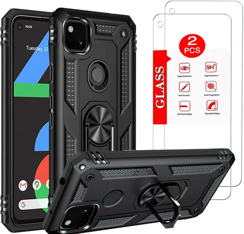 Vista 6 de Funda para Google Pixel 3A con [2 unidades] Protector de pantalla de vidrio templado, para Google Pixel 3A Heavy Duty Armor [Grado Militar], funda