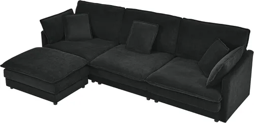 Vista 4 de Sofá modular combinado de bricolaje, juego de sofá en forma de L de 110.2 pulgadas para muebles de sala de estar, juego de muebles para la sala de 3