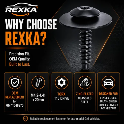 Vista 7 de Rexka Tornillo del protector de guardabarros contra salpicaduras 11548270 compatible con GM Chevrolet Camaro Colorado Cruze Equinox Impala Malibu