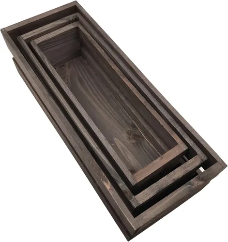 Vista 4 de Juego de 3 cajas de madera para manualidades Anidadas, cajones de madera para decorar, cajas de madera para manualidades, cajón de madera