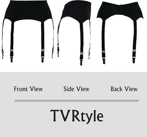 Vista 6 de TVRtyle Hebillas de metal de talla grande, 6 correas anchas, sexy para mujer, sin costuras, liguero para medias S504R